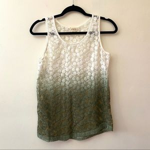 POL sheer floral lace ombre tank blouse size medium